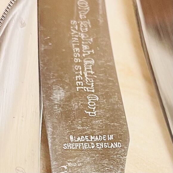 VTG Olde English Cutlery & Sheffield England Steak Knife Set of 6 w/ Sharpener - Picture 8 of 8